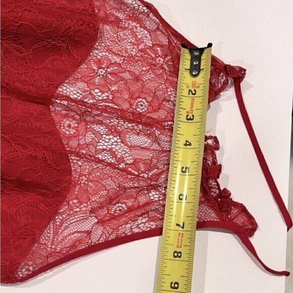 Allover Lace A-Line women long Dress F19635 color apple, red, XS - Picture 8 of 16